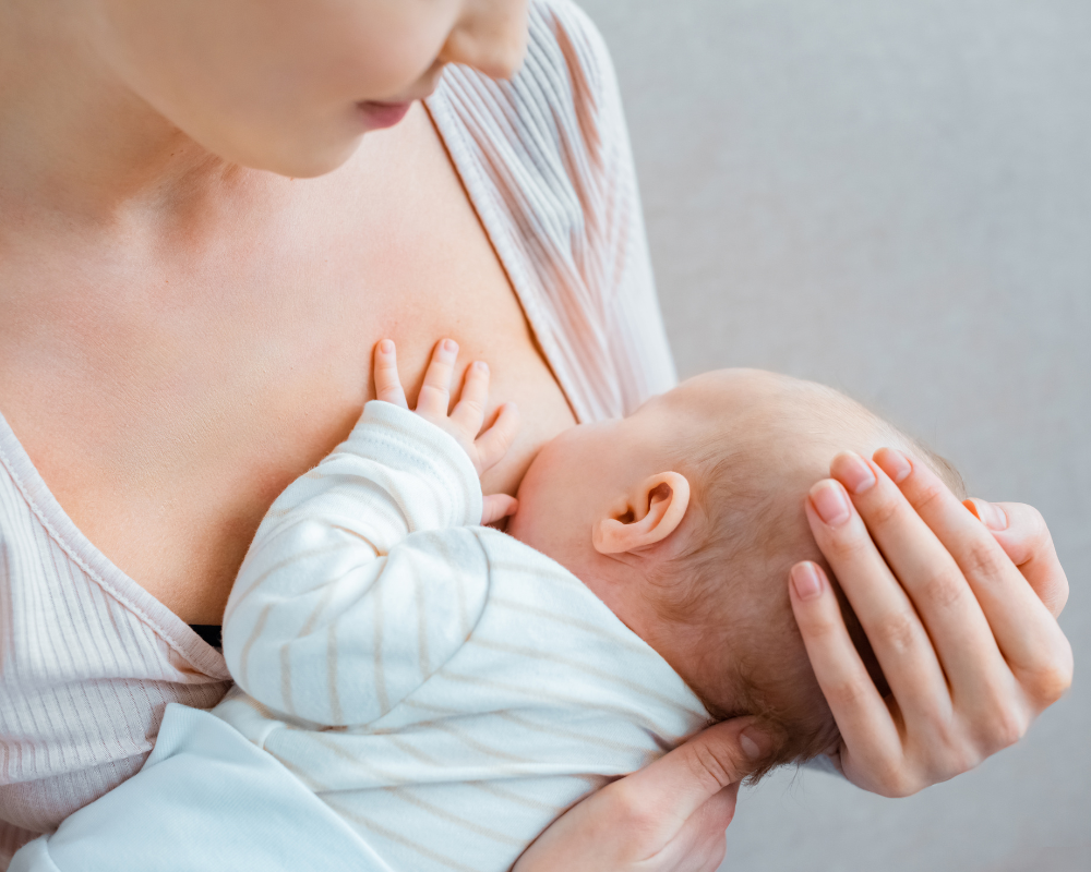 Mama alimentando a su bebé con leche materna 